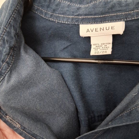+2🛍Avenue Blue Button Down Shirt - Picture 5 of 6
